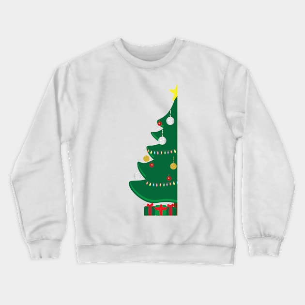 Decorated Christmas tree and Green and Red gifts Crewneck Sweatshirt by sigdesign